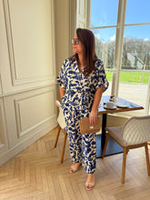 Charger l'image dans la galerie, Combinaison pantalon curvy végétale bleu Calypso