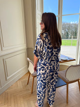 Charger l'image dans la galerie, Combinaison pantalon curvy végétale bleu Calypso