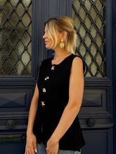 Charger l'image dans la galerie, Pull noir sans manches Denista
