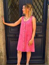 Charger l'image dans la galerie, Robe en jean a bretelles vieux rose Gina