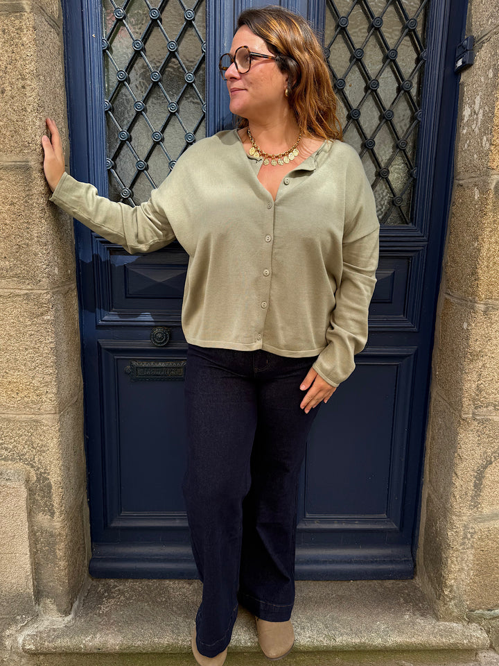 Gilet en maille kaki curvy Olivia