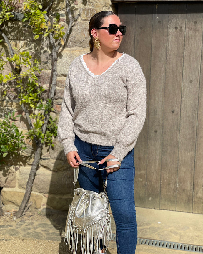 Pull taupe Sybille