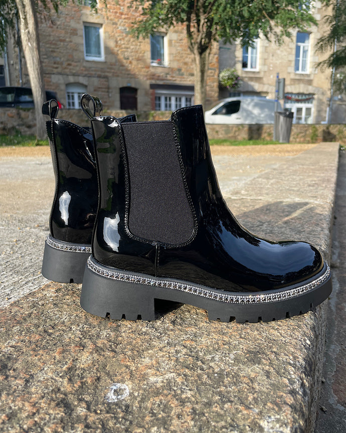 Bottines noires vernies Thelma