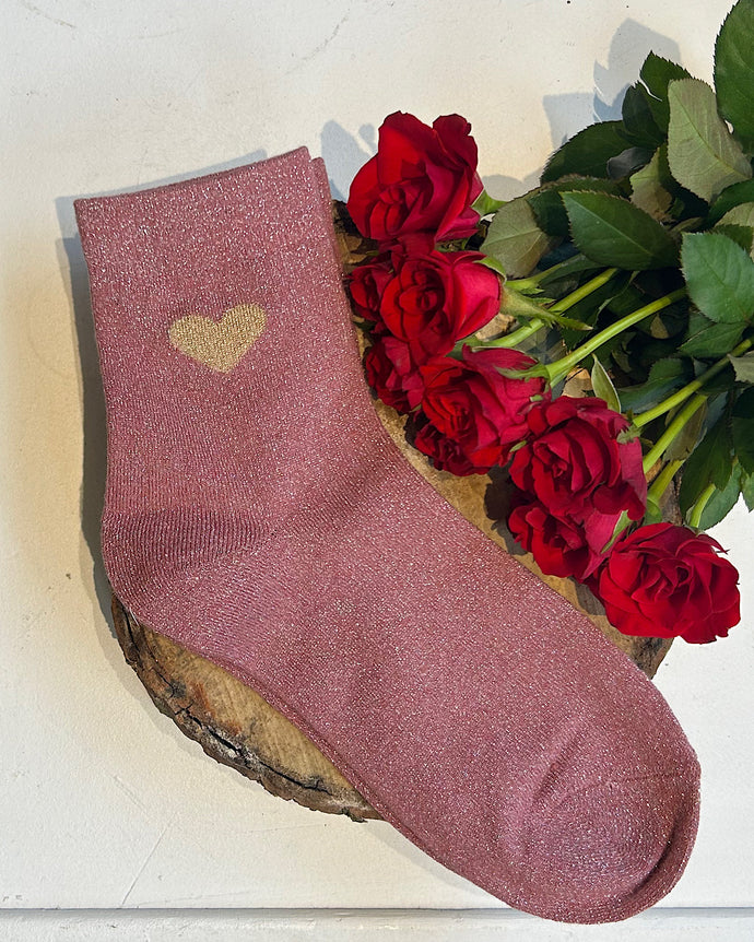 Chaussettes coeur rose
