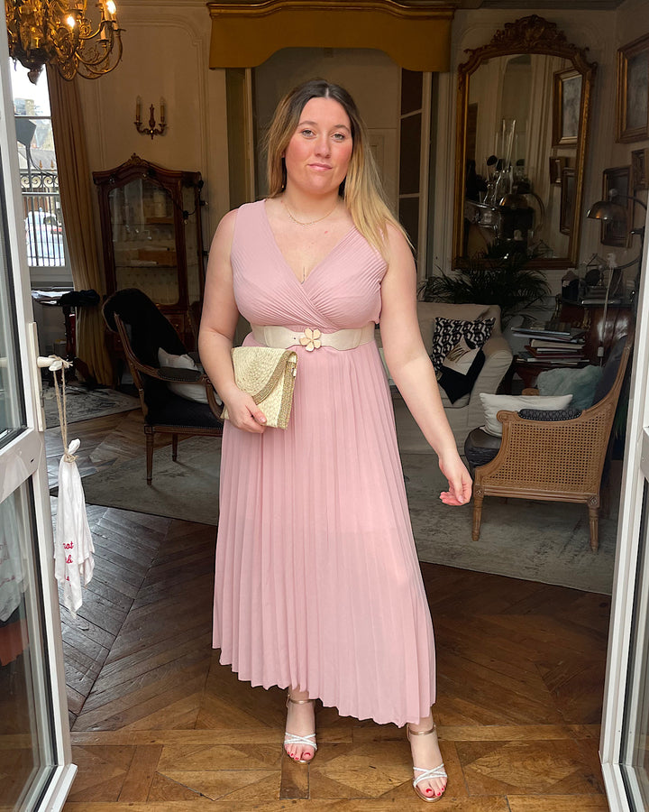 Robe Agathe rose poudrée