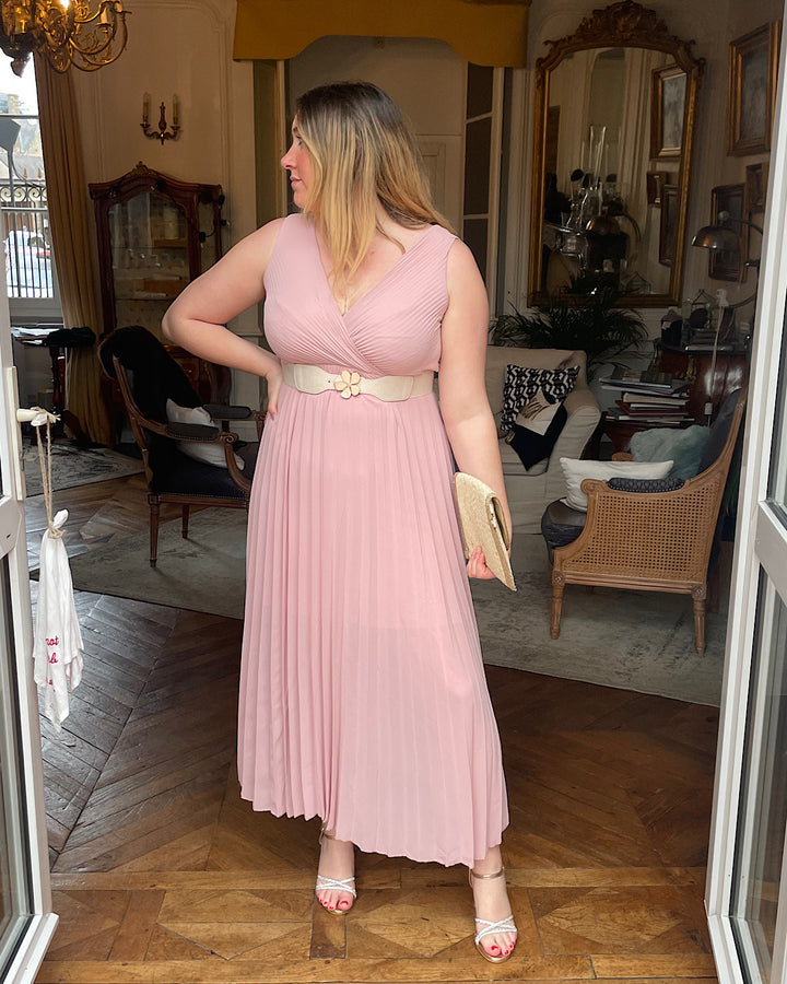 Robe Agathe rose poudrée