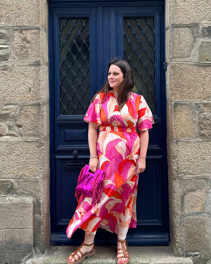 Robe longue Alizea fuschia