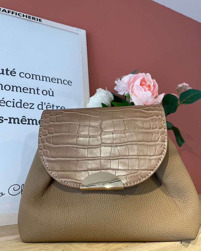 Sac Po taupe  croco