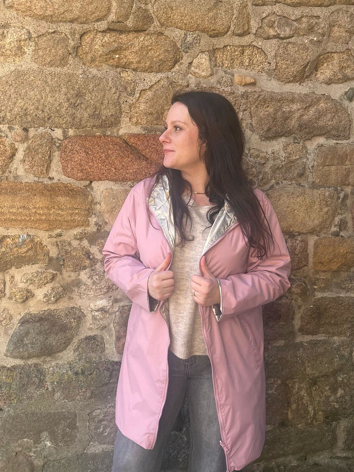 Imperméable long vieux rose