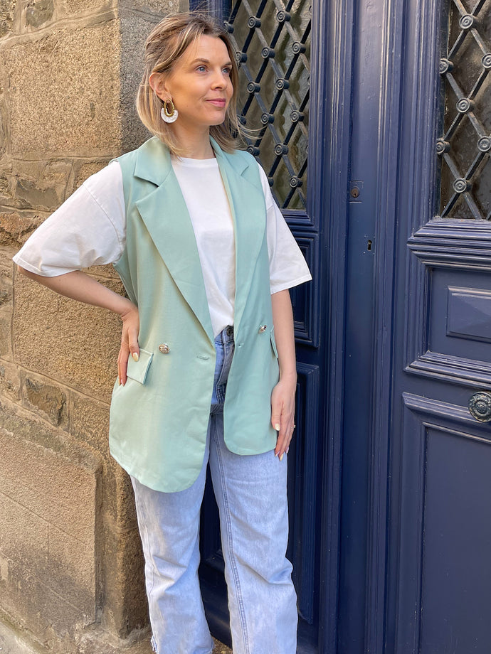 Blazer sans manches Adelia vert d'eau