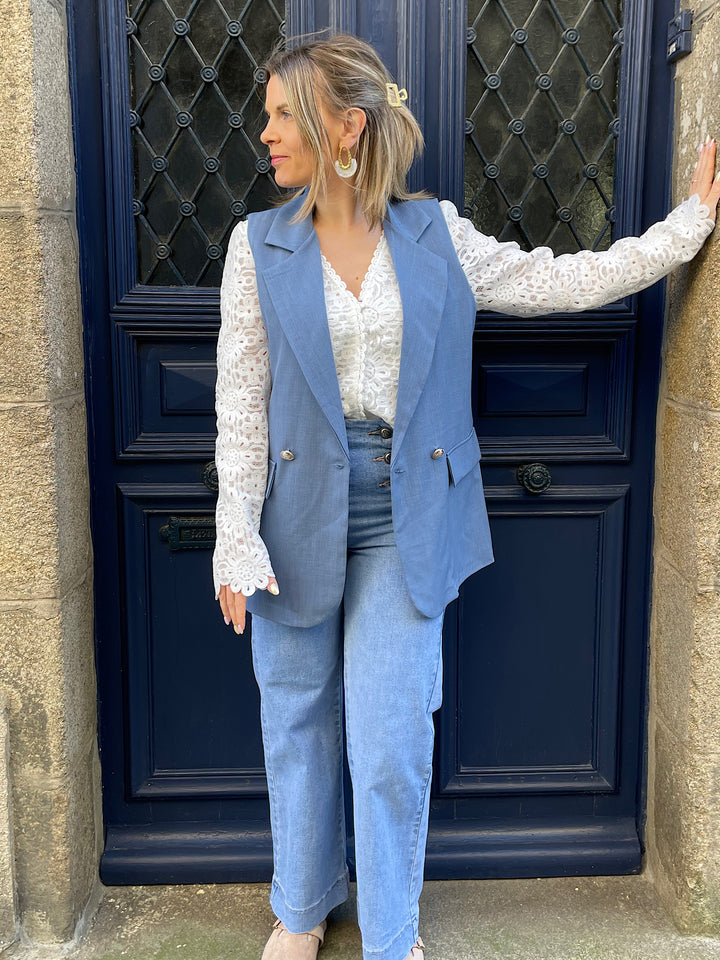 Blazer sans manches Adelia bleue