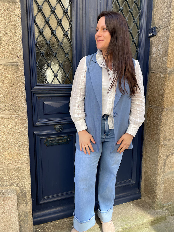 Blazer sans manches Adelie bleue