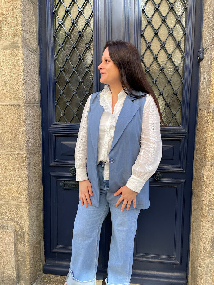 Blazer sans manches Adelie bleue