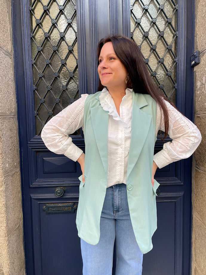 Blazer sans manches Adelie vert d’eau