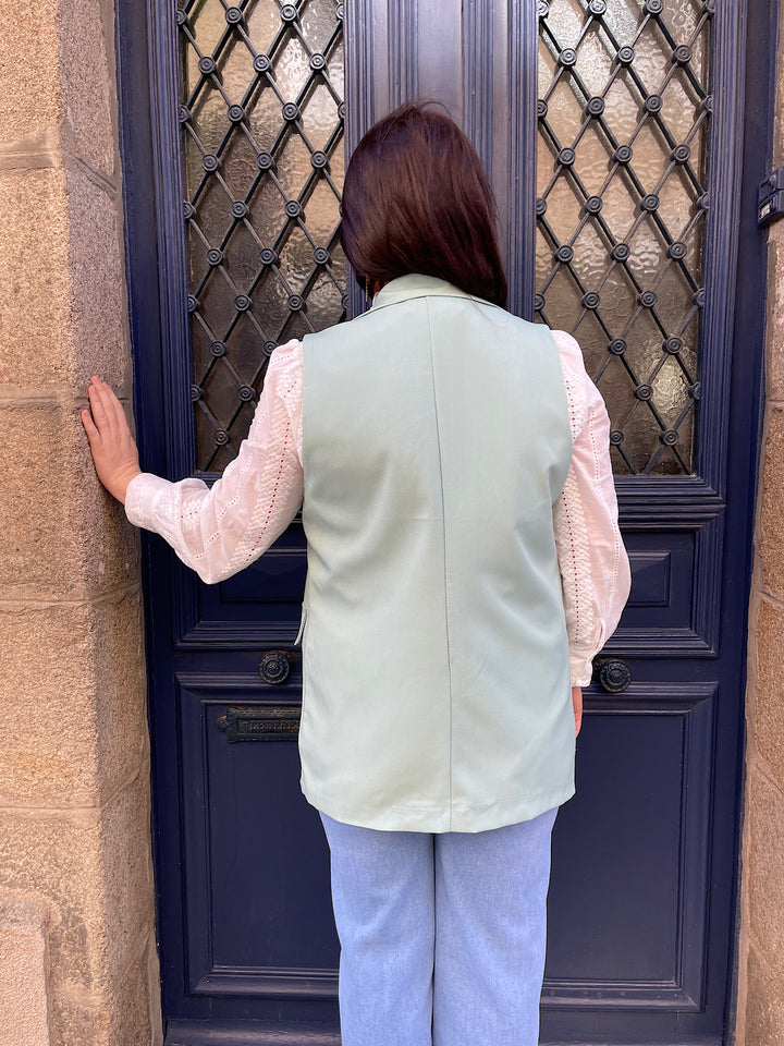 Blazer sans manches Adelie vert d’eau