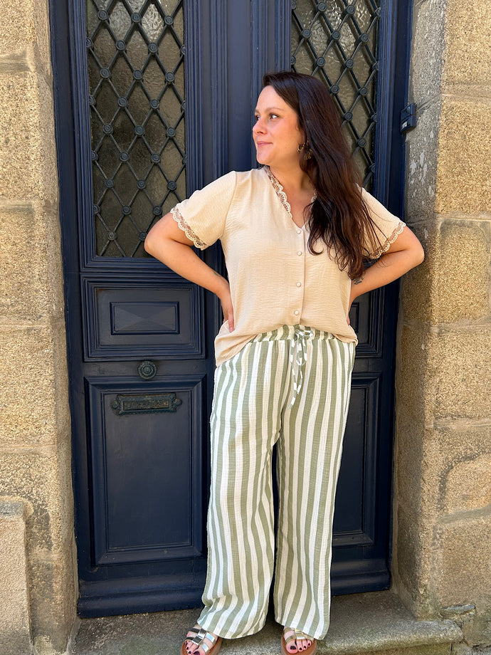 Pantalon rayé Telio kaki