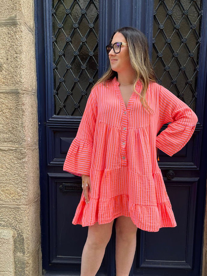 Robe Irina rayée orange