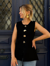 Charger l&#39;image dans la galerie, Pull noir sans manches Denista
