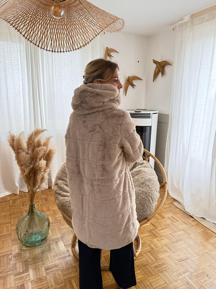 Parka longue beige
