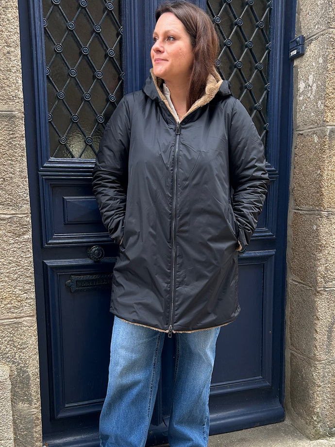 Parka reversible longue noir