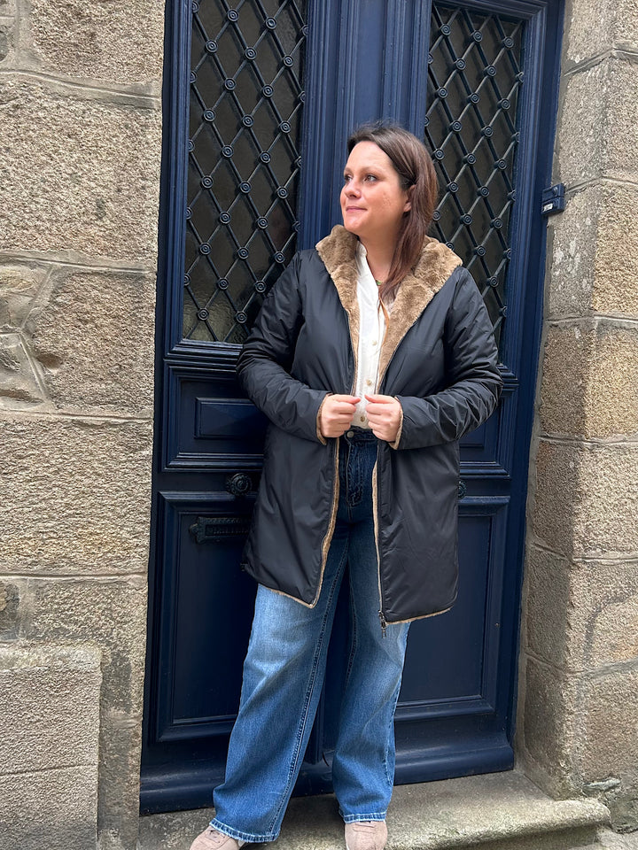 Parka reversible longue noir