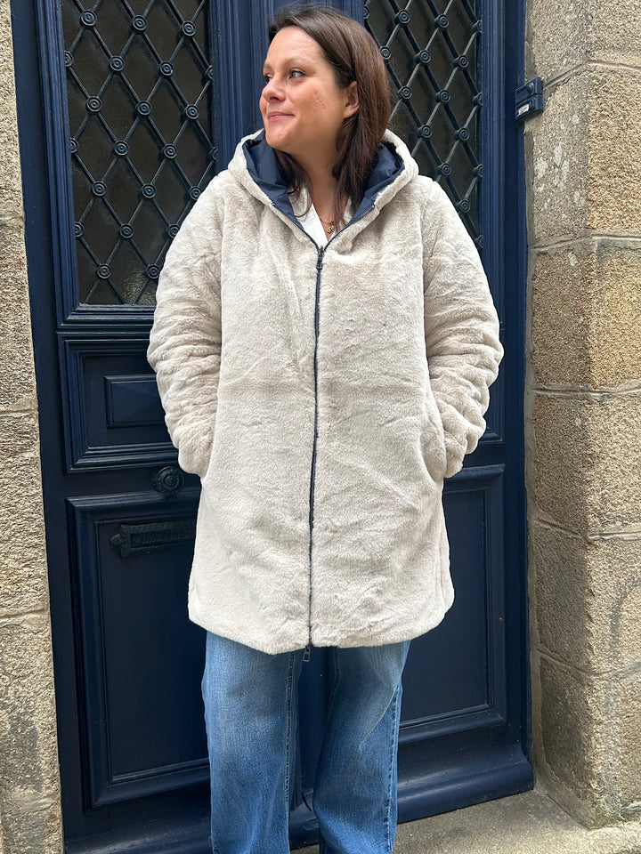 Parka reversible longue marine