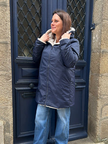 Parka reversible longue marine