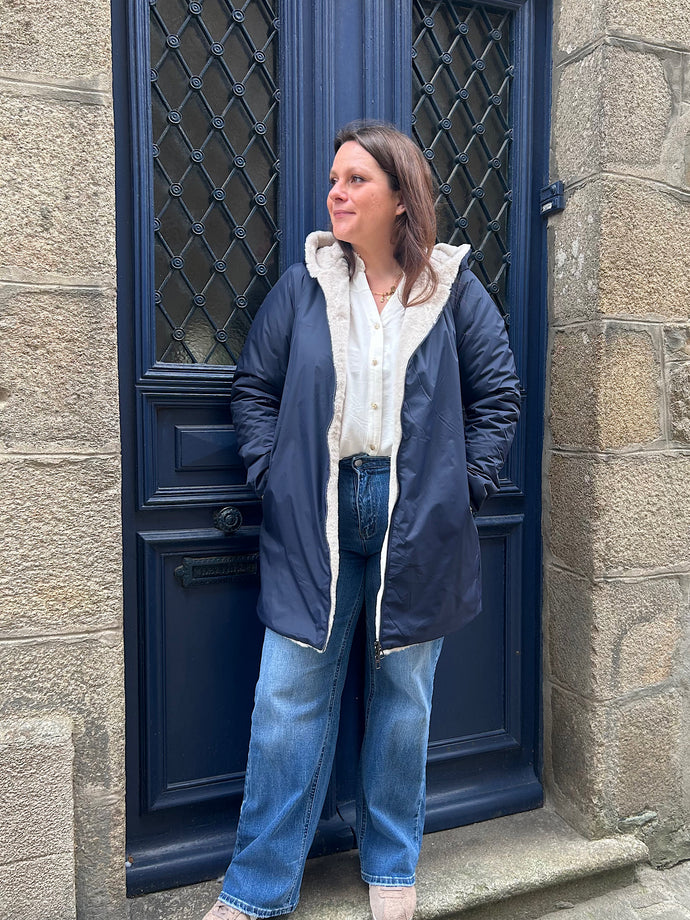 Parka reversible longue marine
