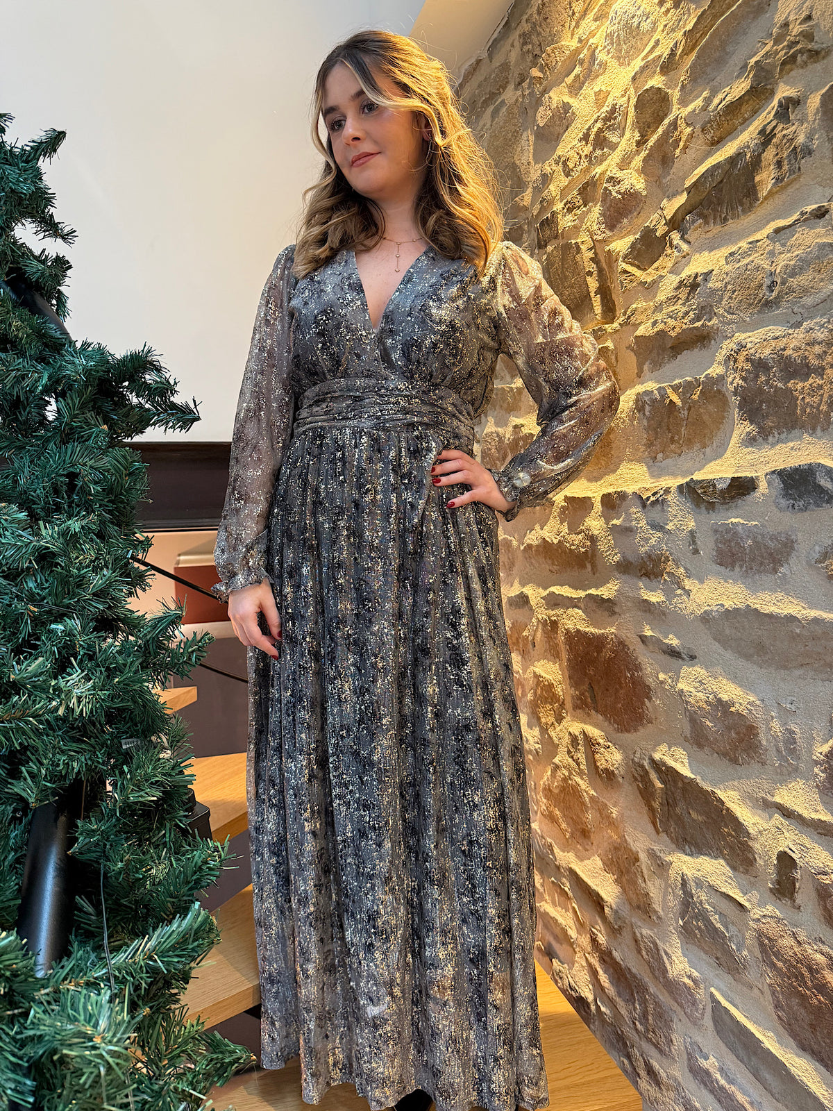 Robe longue Eve argentée