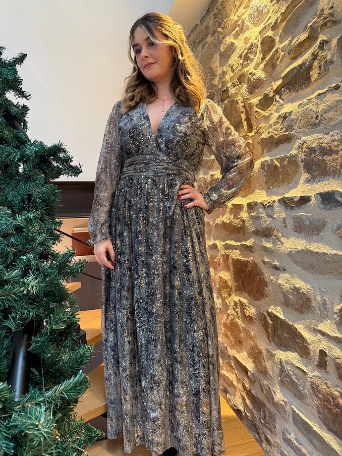 Robe longue Eve argentée