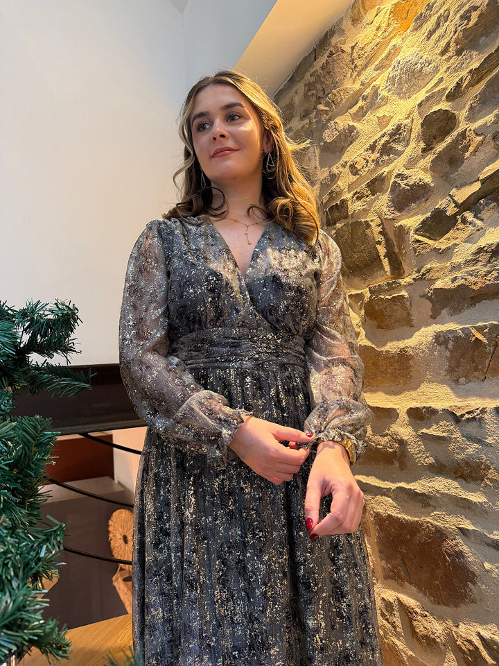 Robe longue Eve argentée