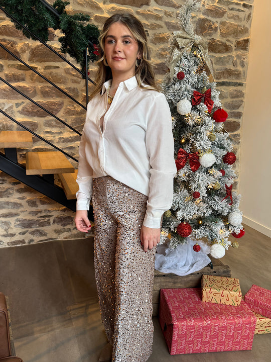 Pantalons sequins dorés