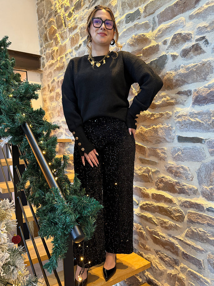 Pantalon sequins noir Liora