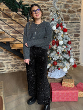 Charger l&#39;image dans la galerie, Pantalon sequins noir Liora
