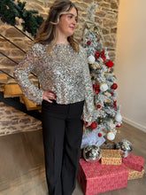 Charger l&#39;image dans la galerie, Blouse sequins Solandra argentés
