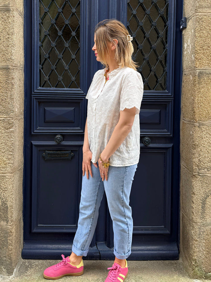 Blouse blanche brodée Maria