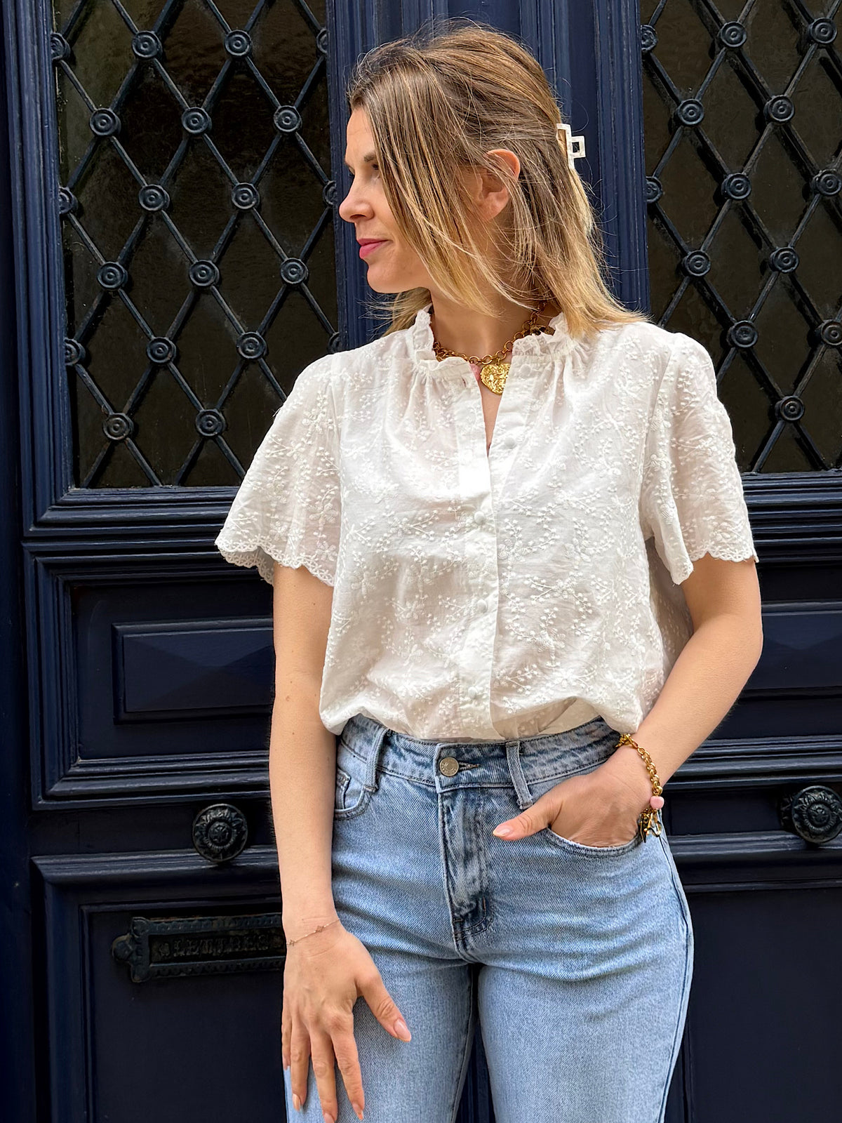 Blouse blanche brodée Maria