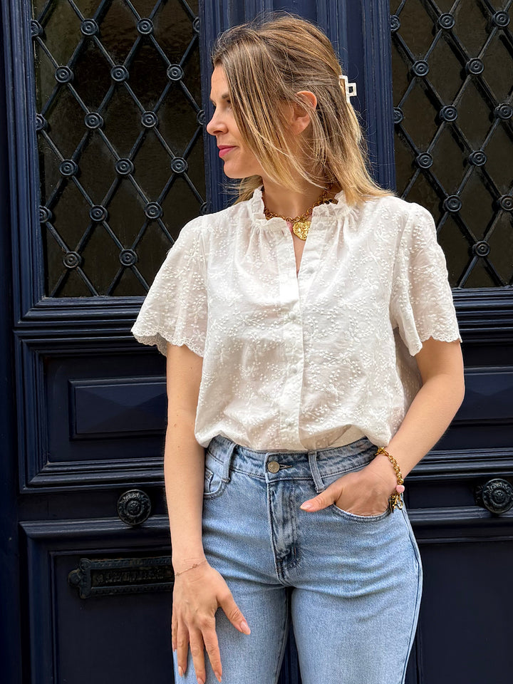 Blouse blanche brodée Maria