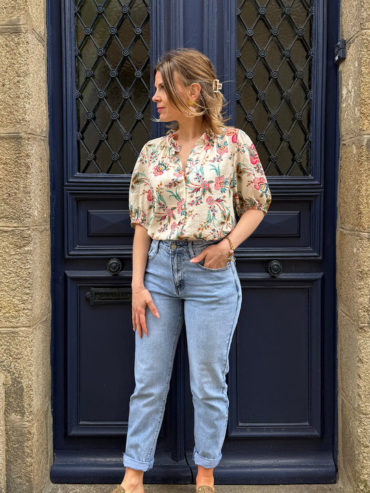Jean mom fit bleu clair Ninon