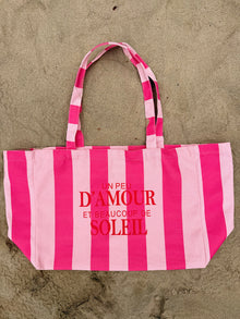 Sac cabas à rayures rose Un peu d'Amour