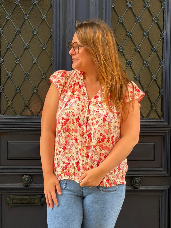 Blouse manches courtes Fleuri Alexis