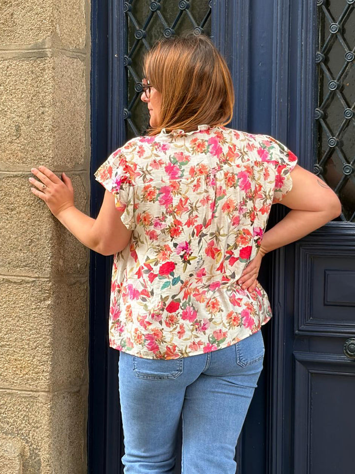 Blouse manches courtes fleuri Curvy