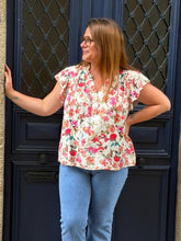 Charger l'image dans la galerie, Blouse manches courtes fleuri Curvy
