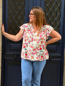Blouse manches courtes fleuri Curvy