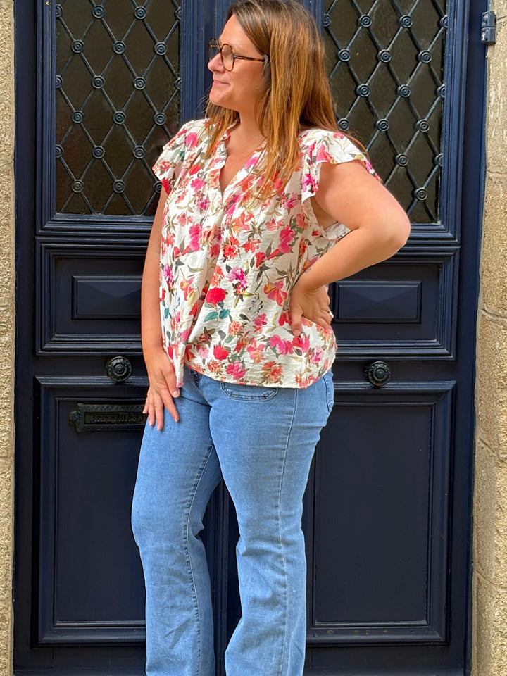 Blouse manches courtes fleuri Curvy