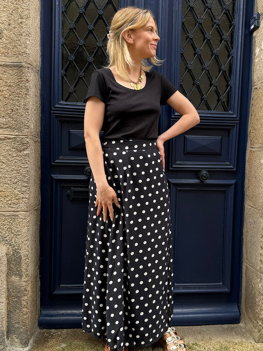 Jupe midi à pois Madelaine