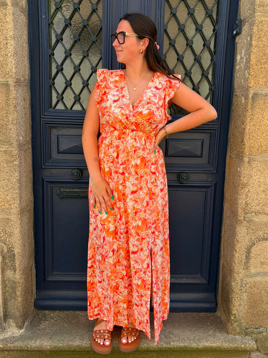 Robe longue orange Zazie