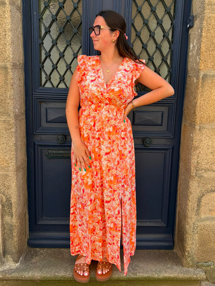 Robe longue orange Zazie