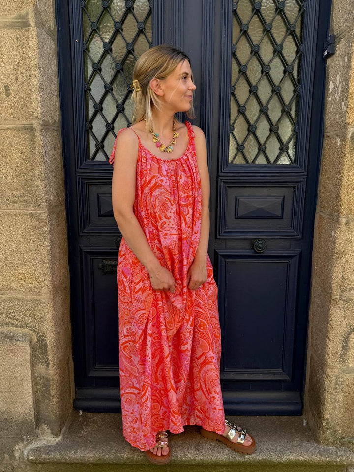 Robe longue orange Maryse
