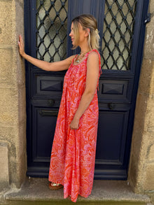 Robe longue orange Maryse